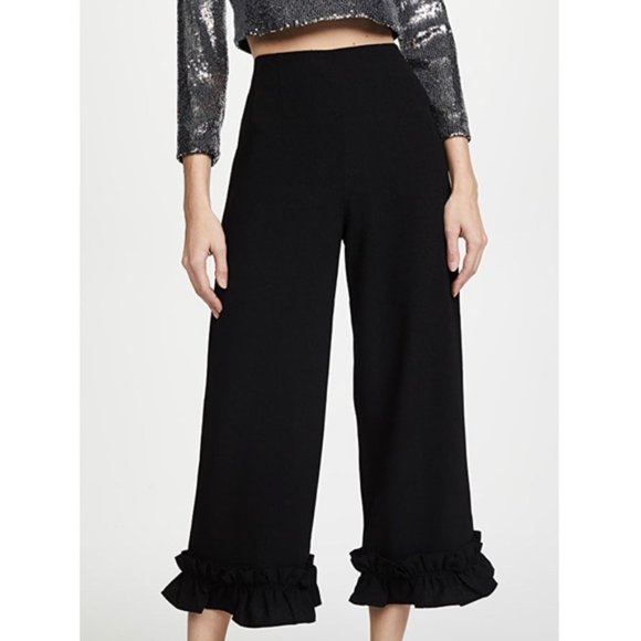 Club Monaco Raesey Knit Ruffle Pants Black Size Medium - Picture 1 of 8